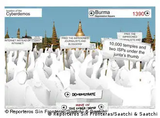 记者无国界组织的网上抗议缅甸行动