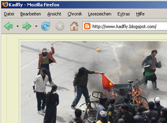 Der amerikanische Blogger Kadfly berichtet aus Lhasa, Quelle: http://www.kadfly.blogspot.com