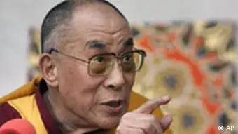 Tibet Dalai Lama während einer Pressekonferenz in Dharamsala, Indien