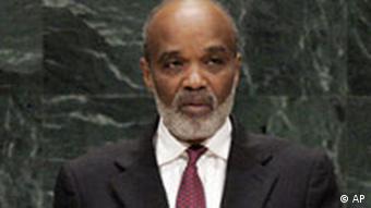 Der Präsident von Haiti, Rene Preval, bei einer Rede vor den Vereinten Nationen September 2007. (Quelle: AP)