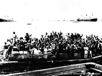 Ankunft jüdischer Einwanderer in Haifa, 1948