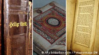 A Bible, a Torah, and a Koran.