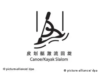 Piktogramm für Kanu- und Kajak-Slalom bei den Olympischen Sommerspielen 2008 in Peking, China. Foto: +++(c) Picture-Alliance / ASA+++