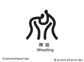 Piktogramm für Ringen den Olympischen Sommerspielen 2008 in Peking, China. Foto: +++(c) Picture-Alliance / ASA+++