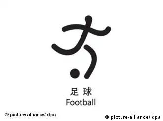 Piktogramm für Fußball bei den Olympischen Sommerspielen 2008 in Peking, China. Foto: +++(c) Picture-Alliance / ASA+++
