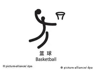 Piktogramm für Basketball bei den Olympischen Sommerspielen 2008 in Peking, China. Foto: +++(c) Picture-Alliance / ASA+++