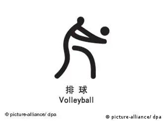 Piktogramm für Volleyball bei den Olympischen Sommerspielen 2008 in Peking, China. Foto: +++(c) Picture-Alliance / ASA+++