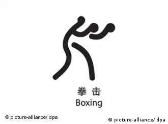 Piktogramm für Boxen bei den Olympischen Sommerspielen 2008 in Peking, China. Foto: +++(c) Picture-Alliance / ASA+++