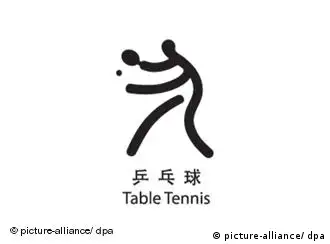 Piktogramm für Tischtennis bei den Olympischen Sommerspielen 2008 in Peking, China. Foto: +++(c) Picture-Alliance / ASA+++