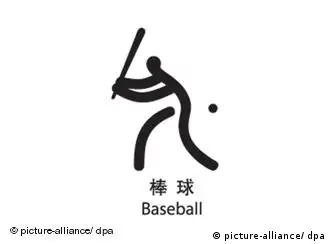 Piktogramm für Baseball bei den Olympischen Sommerspielen 2008 in Peking, China. Foto: +++(c) Picture-Alliance / ASA+++