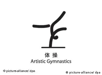Piktogramm für Kunstturnen bei den Olympischen Sommerspielen 2008 in Peking, China. Foto: +++(c) Picture-Alliance / ASA+++