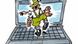 Illustration of a Bavarian dancing on a laptop Illustration of a Bavarian dancing on a laptop