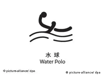 Piktogramm für Wasserball bei den Olympischen Sommerspielen 2008 in Peking, China. Foto: +++(c) Picture-Alliance / ASA+++