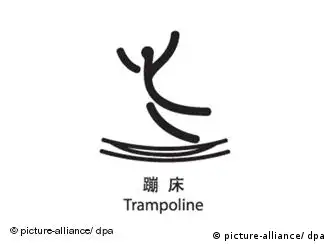 Piktogramm für Trampolin-Springen bei den Olympischen Sommerspielen 2008 in Peking, China. Foto: +++(c) Picture-Alliance / ASA+++