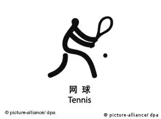 Piktogramm für Tennis bei den Olympischen Sommerspielen 2008 in Peking, China. Foto: +++(c) Picture-Alliance / ASA+++