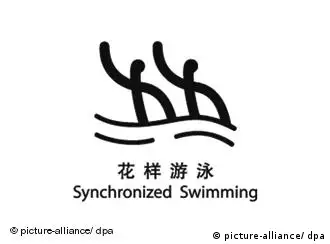 Piktogramm für das Synchron Schwimmen bei den Olympischen Sommerspielen 2008 in Peking, China. Foto: +++(c) Picture-Alliance / ASA+++