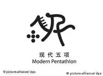Piktogramm für den Modernen Fünfkampf bei den Olympischen Sommerspielen 2008 in Peking, China. Foto: +++(c) Picture-Alliance / ASA+++