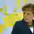 German chancellor Angela Merkel with map of Europe in background