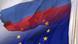The Russian and EU flags merged The Russian and EU flags merged