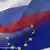 Montage of EU and Russian flags
