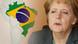 Angela Merkel in front of Brazil map Angela Merkel in front of Brazil map