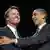 Democratic presidential hopeful, Sen. Barack Obama, D-Ill., right, is joined by former Democratic presidential hopeful, John Edwards, at a rally in Grand Rapids, Mich., Wednesday, May 14, 2008. (AP Photo/Jae C. Hong)