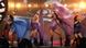 Scantily-clad female perform on a gaudily-lit stage in a typically over the top Eurovision performance Scantily-clad female perform on a gaudily-lit stage in a typically over the top Eurovision performance