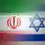 Montage of Israeli and Iranian flags