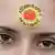 Woman wearing sticker saying nuclear power No thanks on her forehead