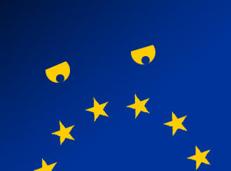 A sad face with the EU flag's stars making up the mouth