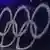 The Olympic rings rise during the opening ceremony