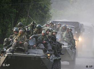 Georgian soldier stands guard near the South Ossetian border