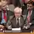 Vitaly Churkin, U.N. Russian Ambassador speaks at a Security Council meeting at U.N. headquarters Tuesday, Aug. 19, 2008 during emergency consultations on the conflict between Russia and Georgia after France requested discussion of a new draft plan to end the hostilities. (AP Photo/David Karp)