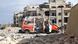 The remnants of an ambulance in Aleppo The remnants of an ambulance in Aleppo