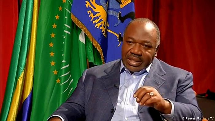 Video still showing Ali Bongo at an interview in Libreville