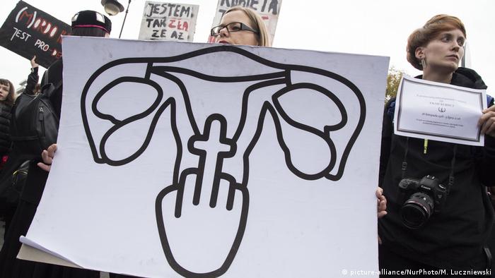 Участницы демонстрации в Польше против ужесточения закона об абортах