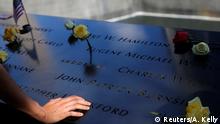 11.09.2016+++A person touches the south reflecting pool at the National September 11 Memorial and Museum on the 15th anniversary of the 9/11 attacks in Manhattan, New York, U.S., September 11, 2016. REUTERS/Andrew Kelly
(c) Reuters/A. Kelly