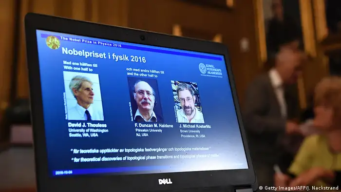 Schweden Bekanntgabe Physik-Nobelpreis 2016 in Stockholm (Getty Images/AFP/J. Nackstrand)