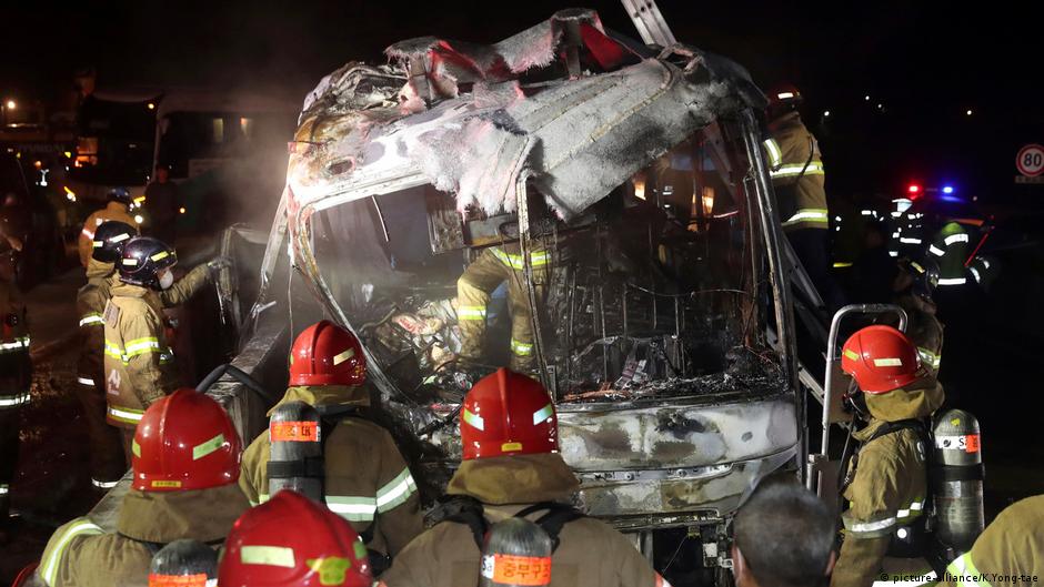 Tour bus fire kills several retirees in South Korea DW 10/14/2016