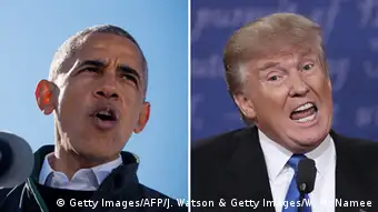 Bildkombo - Barack Obama und Donald Trump