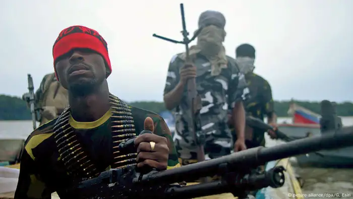 Armed Nigerian rebels on the Niger Delta