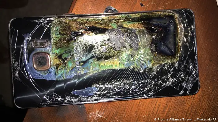 defektes Samsung Galaxy Note 7 Smartphone (Picture-Alliance/Shawn L. Minter via AP)