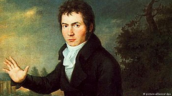 Portrait of Ludwig Van Beethoven, with the temple of Apollo in the background, by Willibrord Joseph Mähler, 1804
Copyright: Picture-alliance 