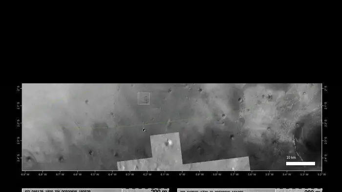 MRO Foto von Schiaparelli – Landung (NASA/JPL-Caltech/MSSS & NASA/JPL-Caltech/MSSS)