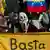 "Genug", heißt es auf diesem Banner eines maskierten Demonstranten