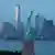 Нью-Йорк, статуя Свободы на фоне Манхеттена