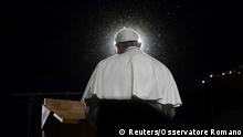 October 31, 2016***
Pope Francis speaks during a meeting at the Malmo Arena in Malmo, Sweden, October 31, 2016. Osservatore Romano/Handout via REUTERS ATTENTION EDITORS - THIS PICTURE WAS PROVIDED BY A THIRD PARTY. EDITORIAL USE ONLY. NO RESALES. NO ARCHIVE. TPX IMAGES OF THE DAY TPX IMAGES OF THE DAY 