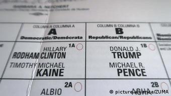 USA Briefwahlzettel Präsidentschaftswahlen