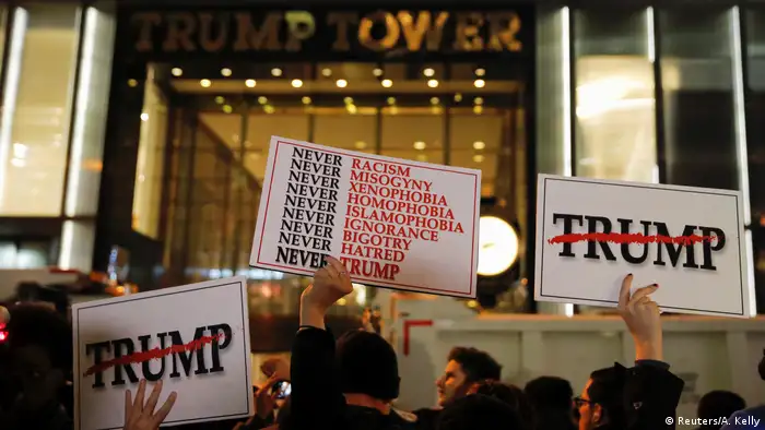 USA Präsidentschaftswahl Protest gegen Donald Trump in New York (Reuters/A. Kelly)