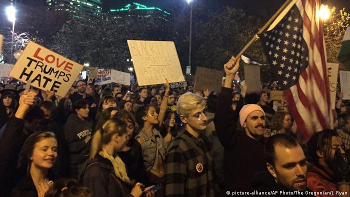 Протесты против Дональда Трампа в Портленде 11 ноября